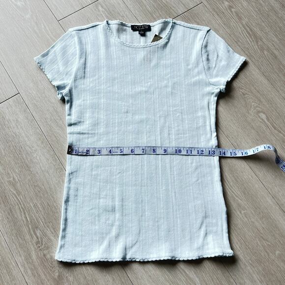 J Crew Pointelle Baby Tee Womens Small OAI Ocean Air Light Blue - Picture 7 of 13